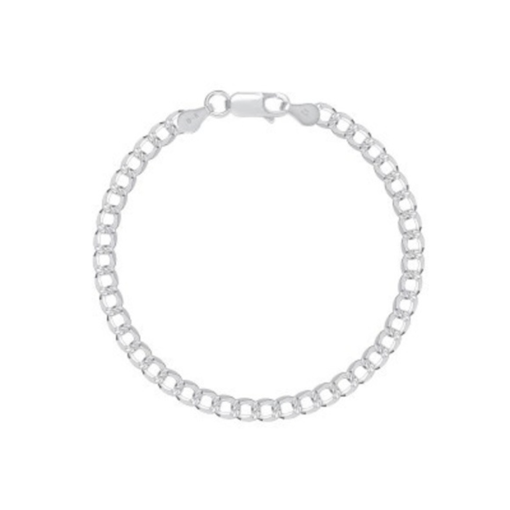 925 SILVER CURB PAVE CHAIN BRACELET 7 INCHES